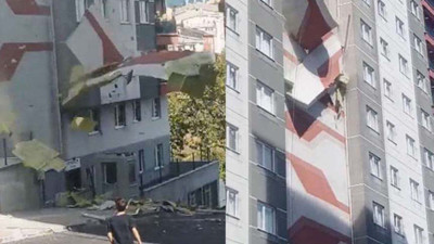 15 katlı apartmanın dış cephe kaplamaları çöktü