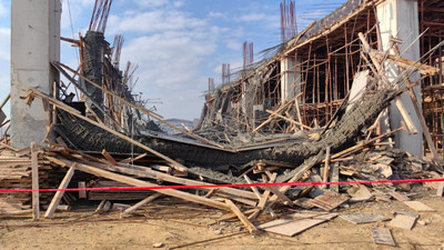 Bursa'da inşaat iskelesi çöktü: 6 işçi yaralandı