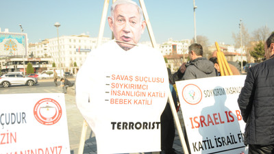 Kayseri'deki protestolarda Netanyahu'nun maketini 'idam' ettiler
