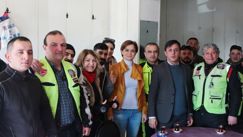 Kaftancıoğlu motosikletli kuryelerle buluştu