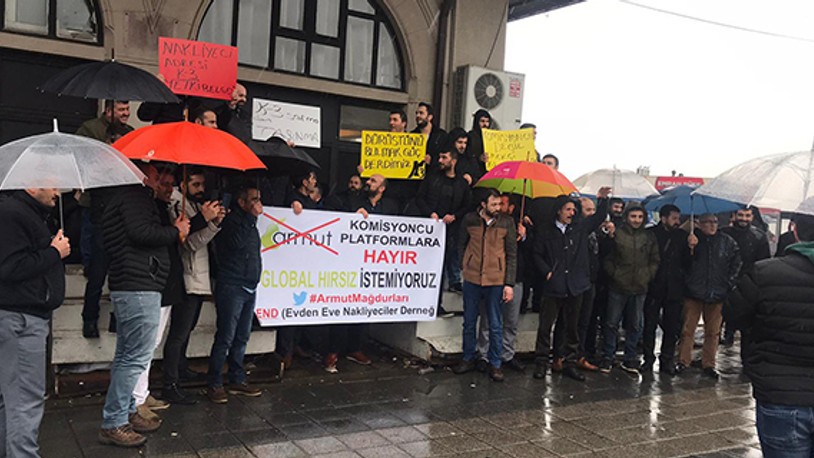Nakliyeciler armut.com'a karşı eylem yaptı... armut.com'dan açıklama geldi
