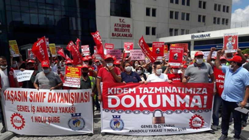 Ataşehir Belediyesi işçileri kıdem hakkı için eylem yaptı
