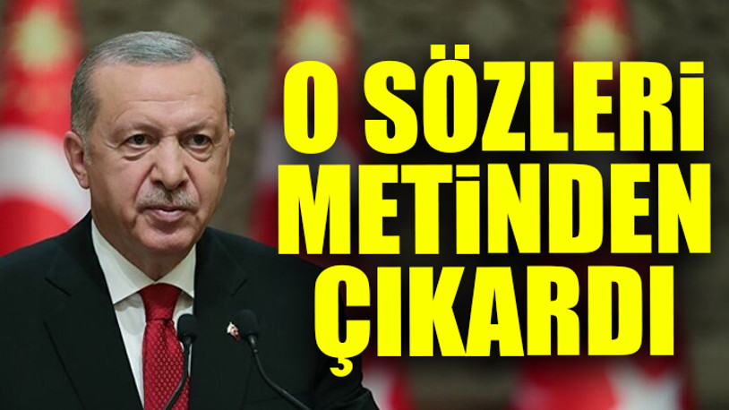 Erdoğan, konuşma metnindeki İstanbul Sözleşmesi ile ilgili kısmı okumadı