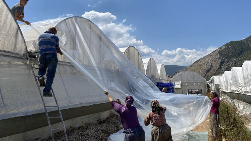 Antalya'da şiddetli hortum: Seraların naylonlarını uçurdu