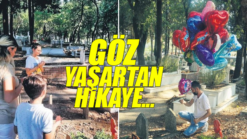 Tüm çocuk mezarlarını balonlarla donattı