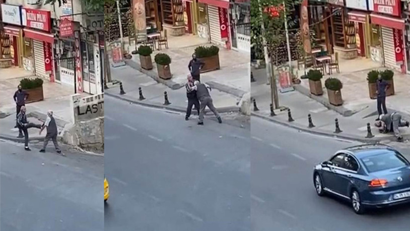 2 yaşlı yurttaşın tekmeli-yumruklu kavgası