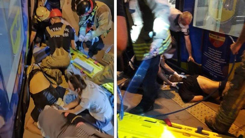 Korku dolu anlar: Tramvay ile peron arasına sıkıştı