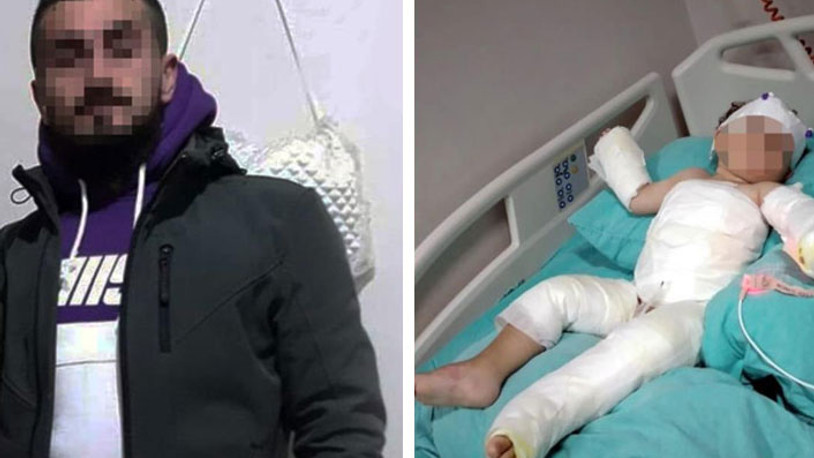 Eşi ve 1,5 yaşındaki oğlunu üzerine kolonya dökerek yaktı