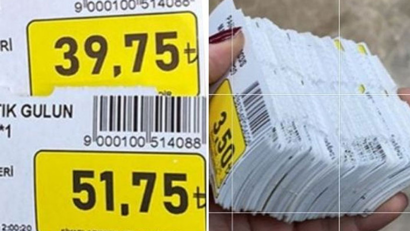 Marketlerdeki yeni 'zam' etiketleri sosyal medyadan paylaşıldı