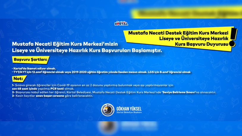 Mustafa Necati Destek Eğitim Kurs Merkezi’nde Kurs Kayıtları Başladı