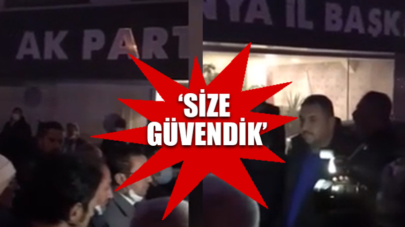 Konya'da AKP İl Başkanlığı önünde yurttaşlardan eylem