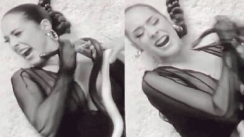 Şarkıcı Maeta’yı klip çekiminde yılan soktu