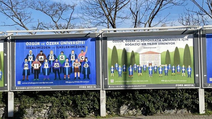 Boğaziçililerin ‘Özgür, Özerk ve Demokratik Üniversite’ temalı afişleri söküldü