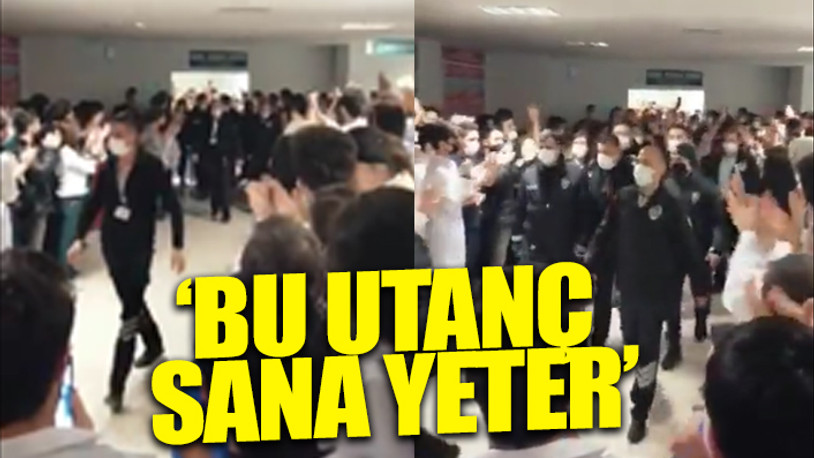 Doktoru darbeden uzman çavuş taburcu edilirken, sağlıkçılar alkışla protesto etti 