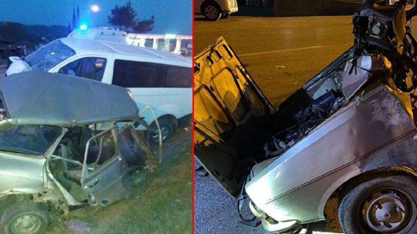 Otomobilin ikiye ayrıldığı feci kazada 2 kişi hayatını kaybetti