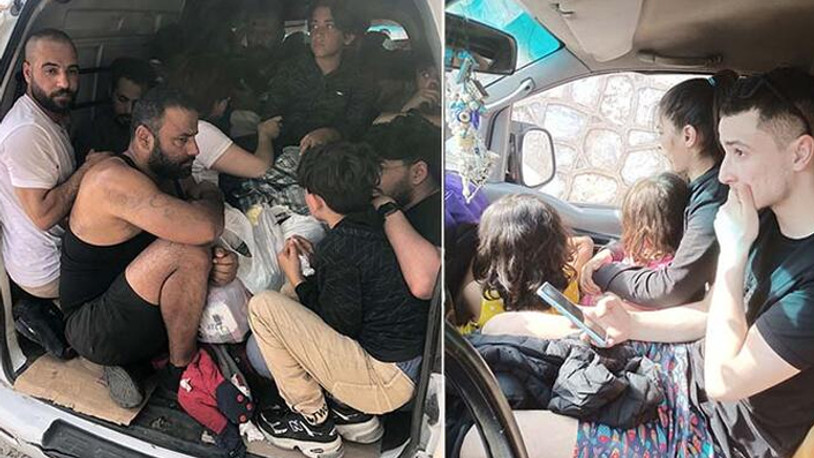 Kamyonette 19 kaçak göçmen yakalandı