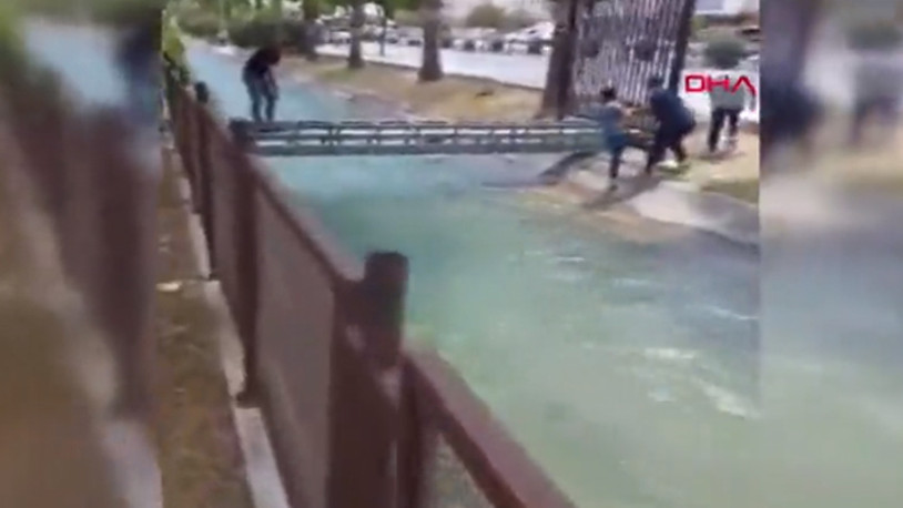 Mahsur kalan köpeği kurtarmak isterken su kanalına düştü