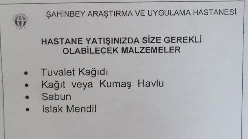 Hastane, hastadan tuvalet kâğıdı ve sabun talep etti