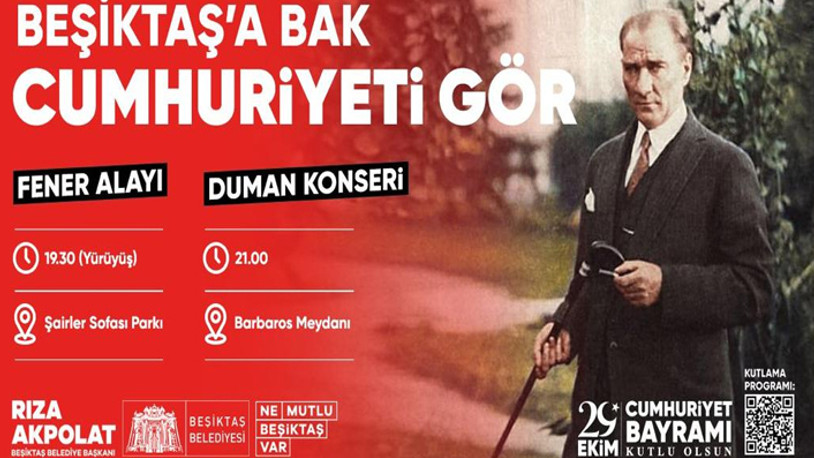 Beşiktaş'ta Cumhuriyet coşkusu: Fener alayı, Duman konseri...