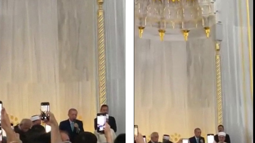 Erdoğan camide miting yaptı