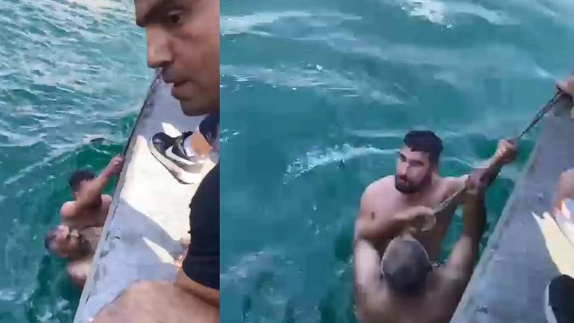 Denize giren baba ile oğlu akıntıya kapılarak boğulma tehlikesi geçirdi