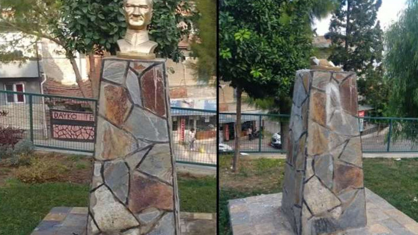 İzmir’de Atatürk büstüne çirkin saldırı