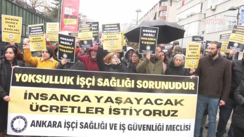 Ankara İşçi Sağlığı ve İş Güvenliği Meclisi üyelerinden 'asgari ücret' eylemi