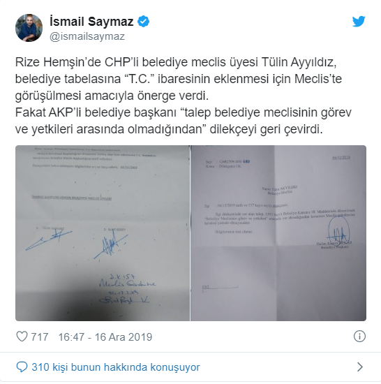 AKP'li belediye başkanından 'T.C.' ibaresine ret! - Resim : 1