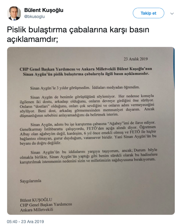 Kuşoğlu: Sinan Aygün'ün iddialarını yargıya taşıyorum - Resim : 1