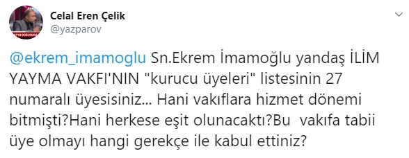 'İmamoğlu, İlim Yayma Vakfı'nın kurucusu' iddası doğru mu? - Resim : 1