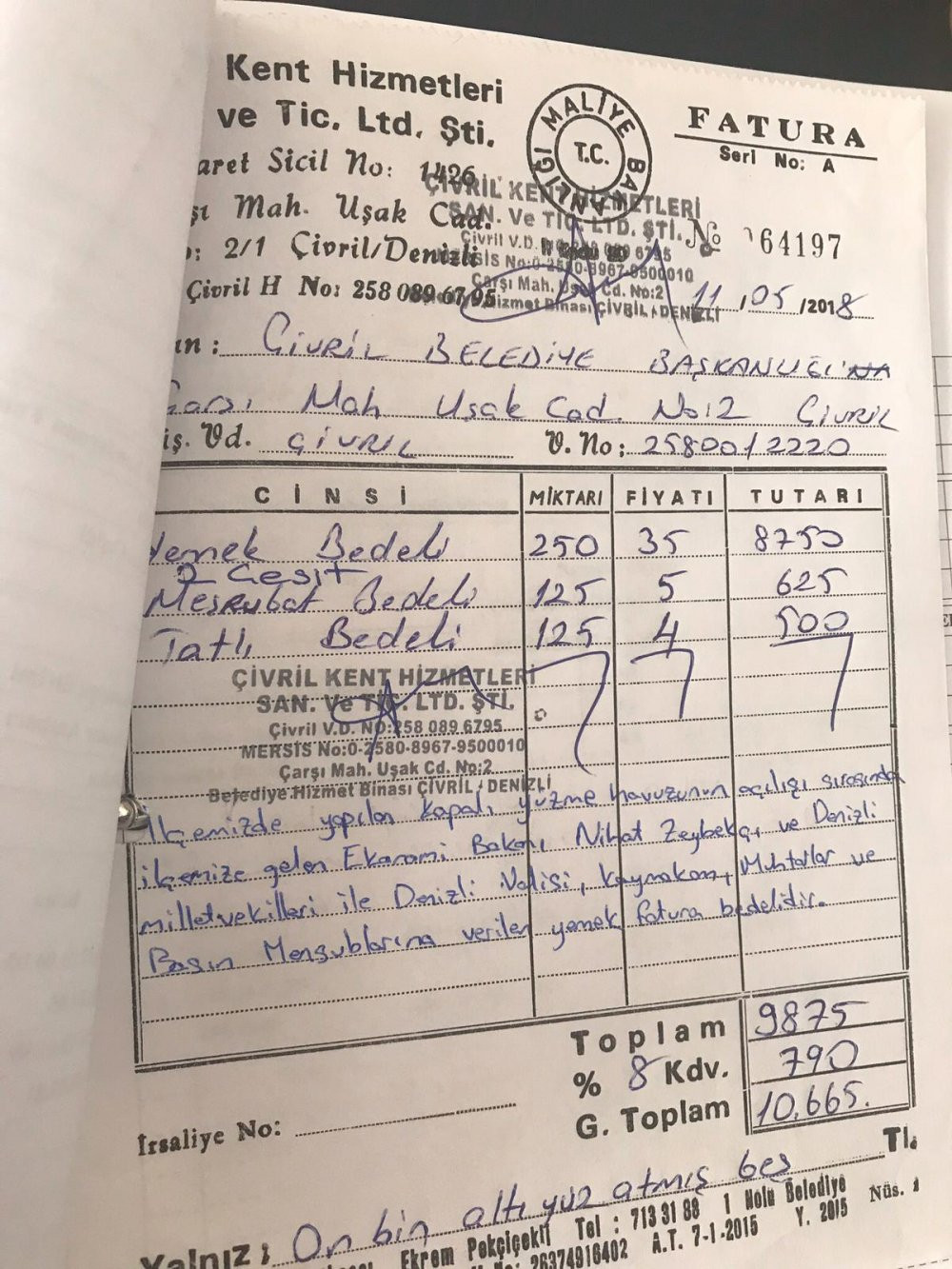 'Fatura krizi' b&uuml;y&uuml;yor: İşte AKP'li vekillerin belediyeye &ouml;dettiği yemek faturası - Resim : 1