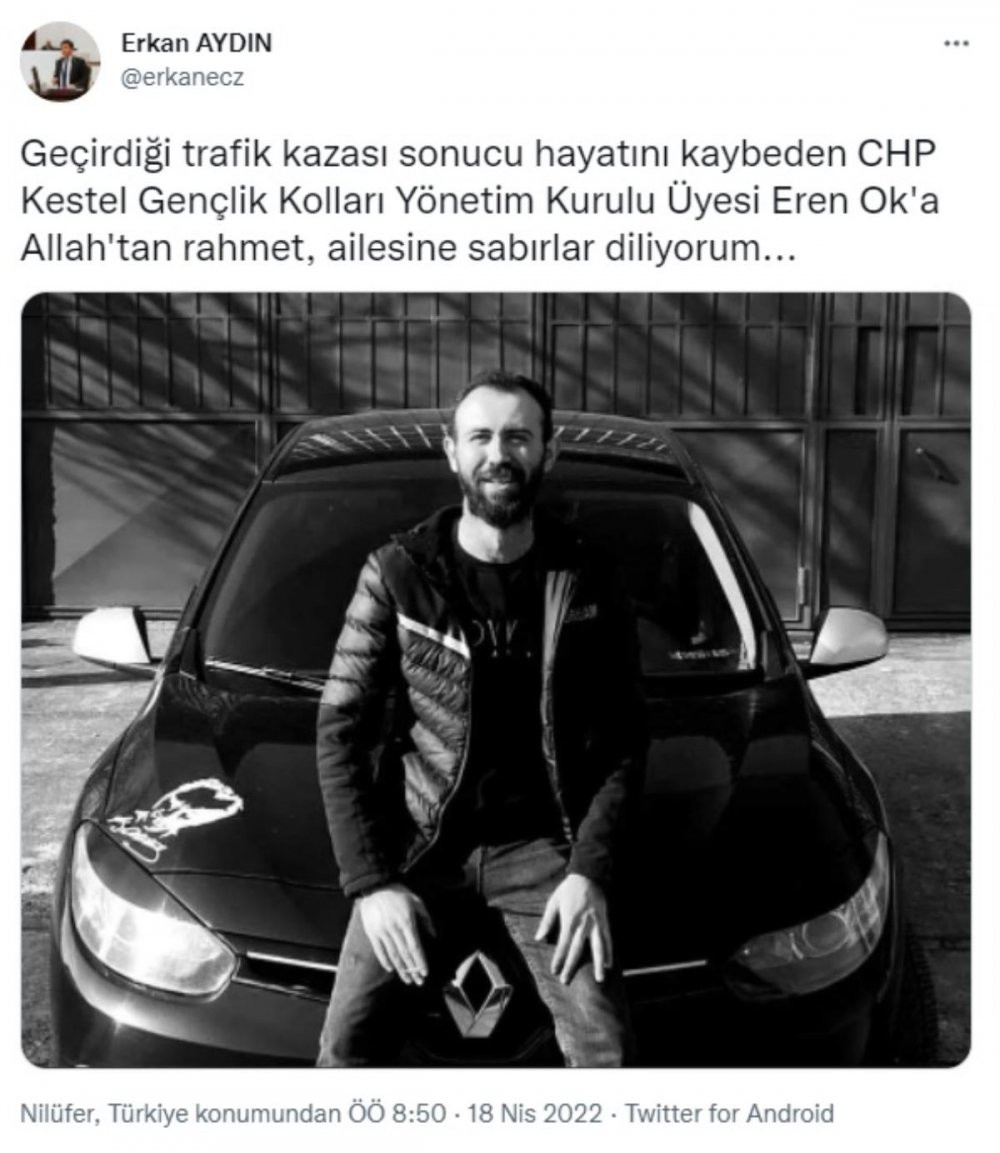 CHP ilçe Gençlik Kolları Yönetim Kurulu üyesi Eren Ok, kazada yaşamını yitirdi - Resim : 1