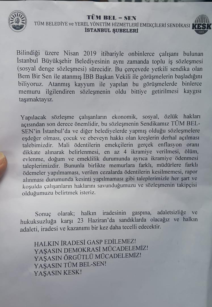 Tüm Bel-Sen: Halkın iradesi gasp edilemez - Resim : 1