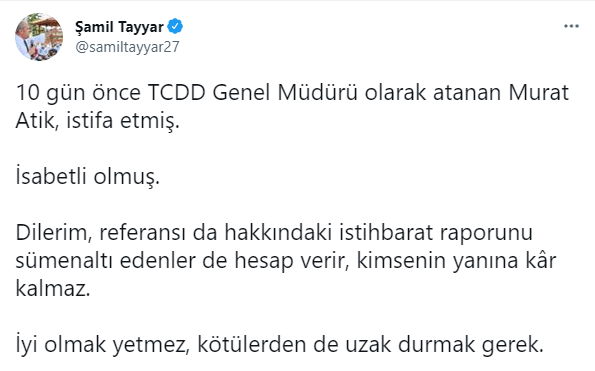 TCDD Genel Müdürü'nün istifasıyla ilgili eski AKP'li isimden flaş yorum - Resim : 1