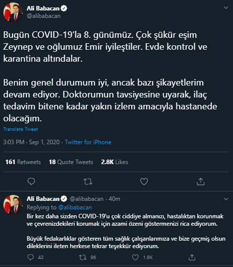Ali Babacan, koronavirüs tedavisi için hastaneye yattı - Resim : 1