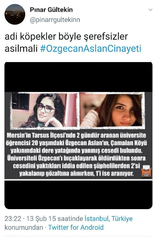 Pınar Gültekin'in Özgecan için yaptığı paylaşımlar ortaya çıktı - Resim : 2