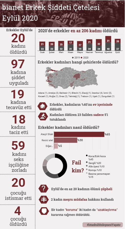 Eylül ayında 20'den fazla kadın erkekler tarafından katledildi - Resim : 1