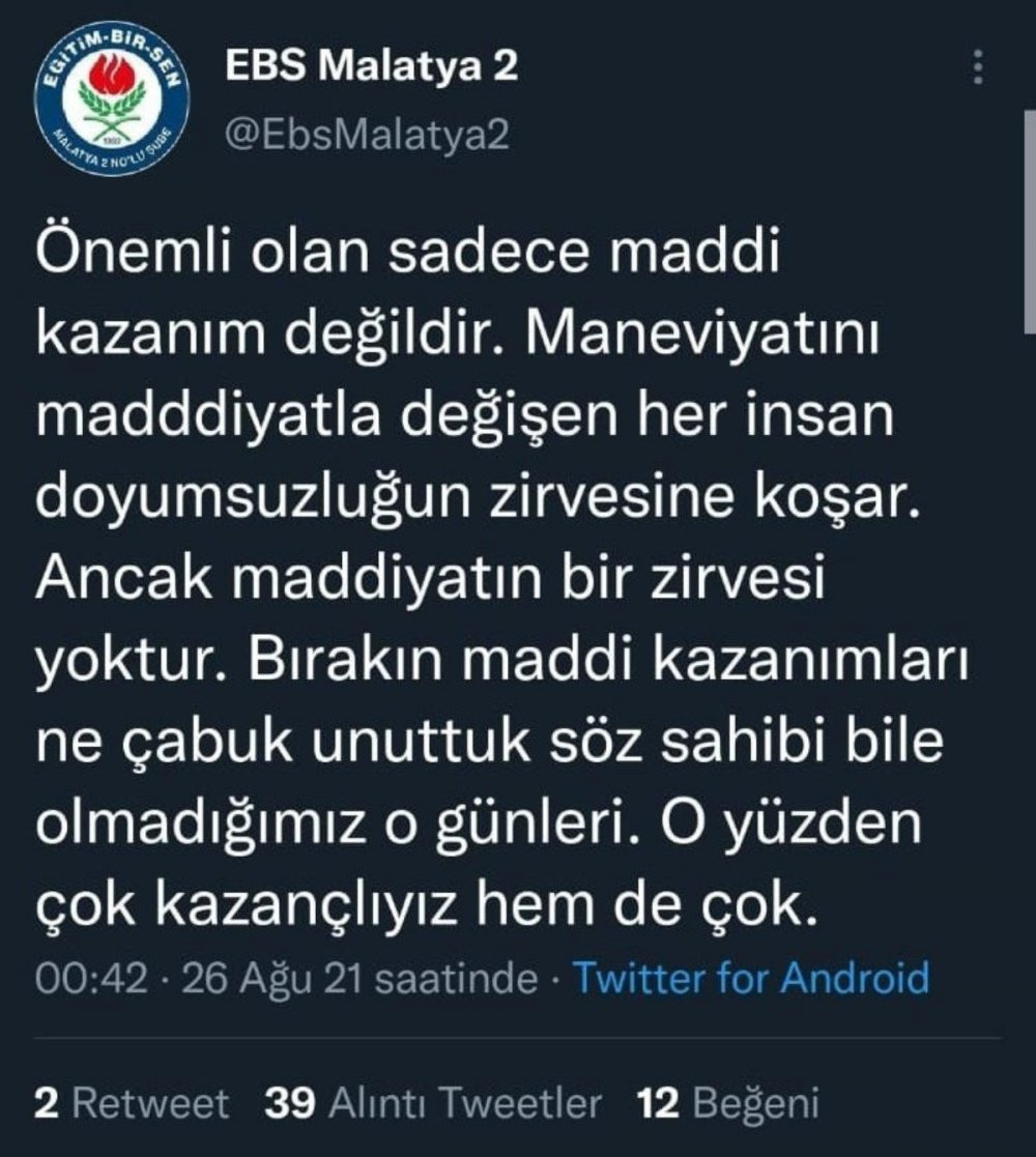 Eğitim Bir-Sen'den memur zamlarına ilişkin tepki çeken paylaşım - Resim : 1