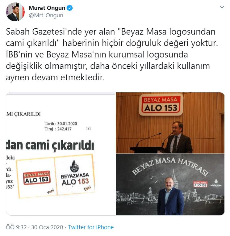 Beyaz Masa logosundan cami figürünün çıkarıldığı iddiasına İBB'den yanıt - Resim : 1