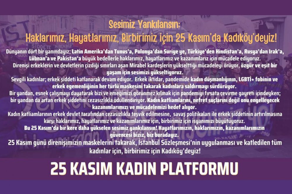 Kadınlar duyurdu: Eşit ve özgür bir yaşam için 25 Kasım’da Kadıköy’deyiz - Resim : 1