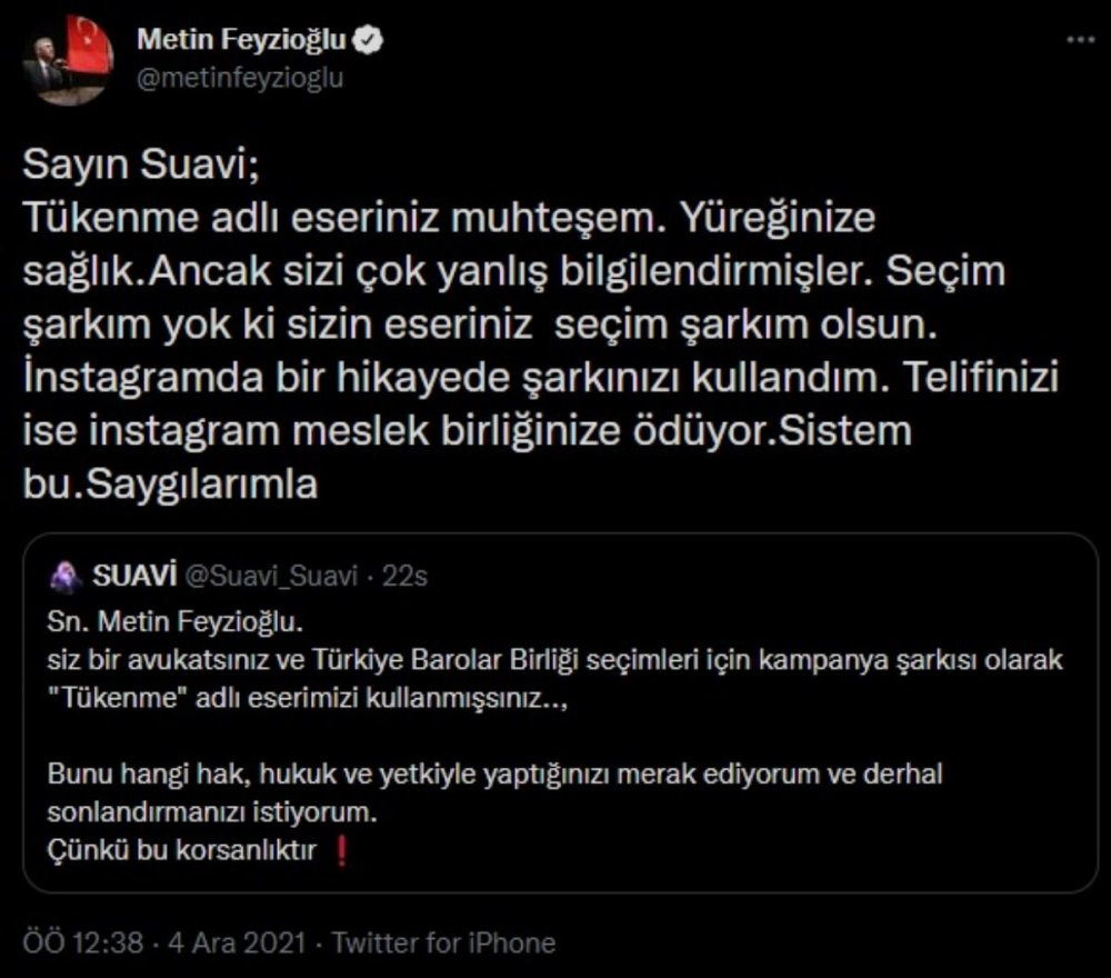 Metin Feyzioğlu, Suavi'nin suçlamalarına yanıt verdi - Resim : 1