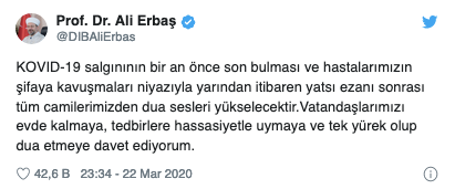 Diyanet İşleri Başkanı Ali Erbaş: Herkesi dua etmeye davet ediyorum - Resim : 1