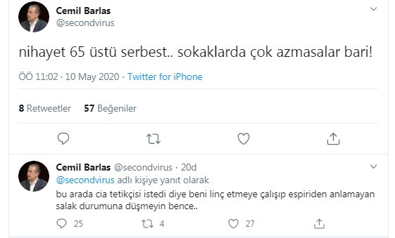 Yandaş Cemil Barlas'tan 65 yaş üstü vatandaşlara ağza alınmayacak sözler  - Resim : 1