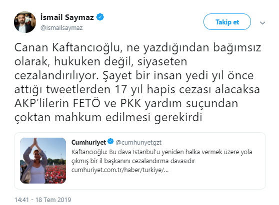 İsmail Saymaz: AKP’lilerin FETÖ ve PKK'dan mahkum edilmesi gerekirdi - Resim : 1