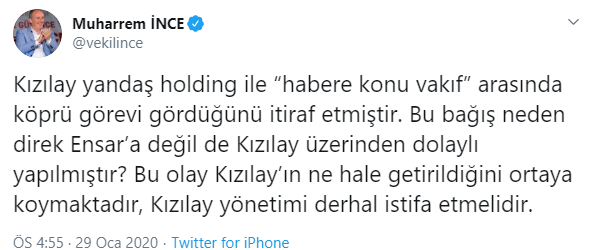 Muharrem İnce: Kızılay yönetimi derhal istifa etmelidir - Resim : 1