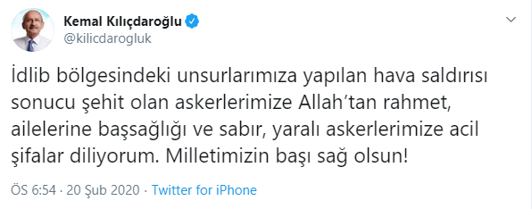 Kılıçdaroğlu'ndan şehitler için taziye mesajı - Resim : 1