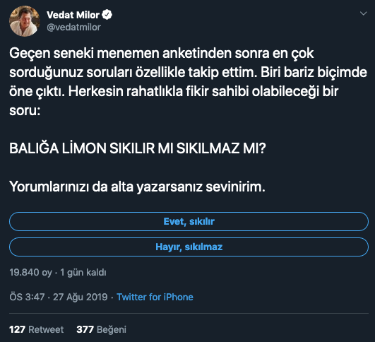 Vedat Milor'dan sosyal medyayı sallayacak yeni anket - Resim : 1