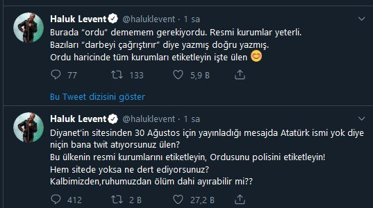 Haluk Levent’ten Diyanet hakkında tweet - Resim : 1