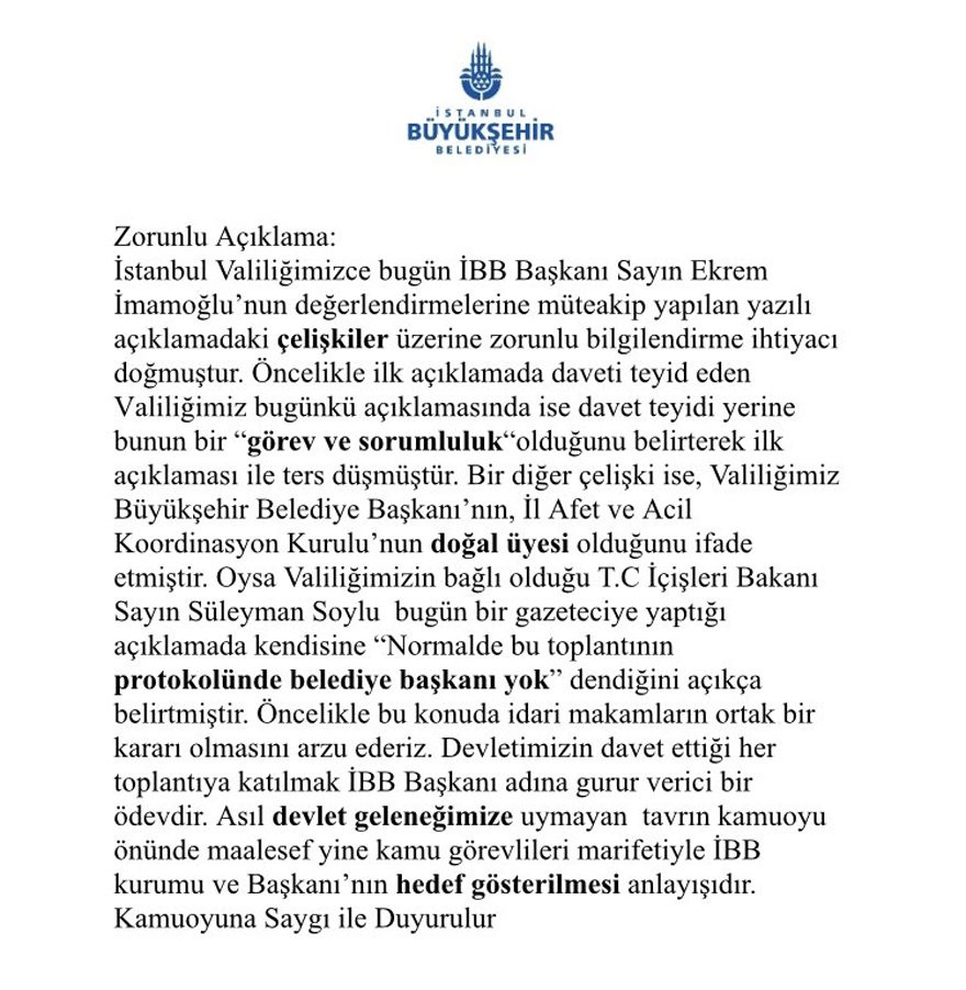 İBB’den İstanbul Valiliği ile ilgili yeni açıklama! - Resim : 1