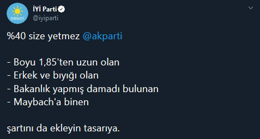 İYİ Parti’den AKP’nin yüzde 40 önerisine yanıt! - Resim : 1